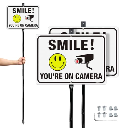 Panneau vidéosurveillance dissuasif T&R contre les intrusions lot de 2 plaques étanches