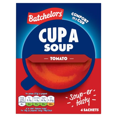 Image of Batchelors Cup A Soup Tomato Instant Mix 93g (4 Sachets) | Smooth Tomato Drink | Low Fat Vegetarian | Quick & Easy Just Add Hot Water