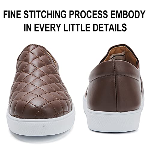 Image of VOCNTVY Loafers for Women Quilted Slip On Shoes Casual Fashion Sneakers | Non-Slip TPR Sole, Faux Leather Upper, Memory Foam Insole, Blister-Free Heel, All Day Walking Comfort for Daily Work Wear