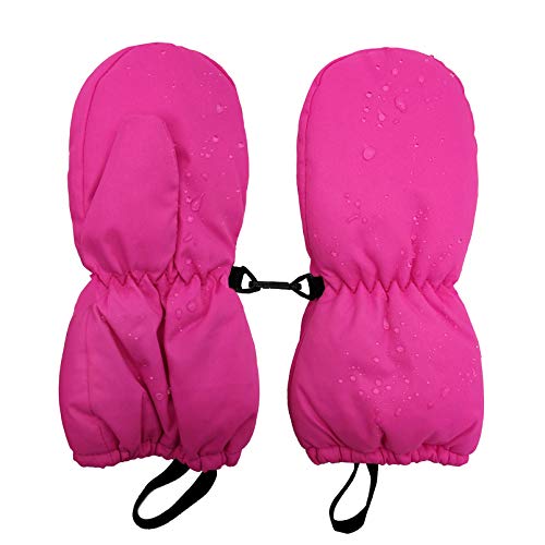 HIGHCAMP Guantes para niños pequeños y bebés fáciles de poner impermeables para frío/invierno/nieve - rosa - 3XS (0-18 meses)