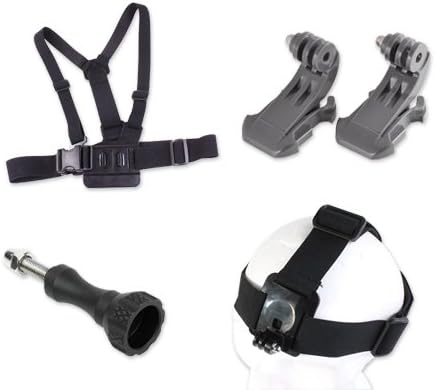 Bundle Set for GoPro Hero 1, Hero 2, Hero 3, Hero 3+, Hero 3 Plus, Hero 4 Camera (Adjustable Chest Mount Harness / Head Strap / 2 Pcs J-hook Quick Release Buckle / Thumb Screw)