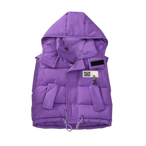 Boys Girls Hooded Puffer Vest Sleeveless Zip Up Padded Jackets Coat Kids Lightweight Quilted Gilet with Pockets Outwear