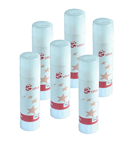 5 Star Office Glue Stick Solid Washable Non-Toxic Medium 20g [Pack 6]