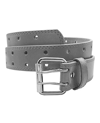 EURO Womens Thick Wide 2 Hole Leather Belt - BN9041 - Gray L