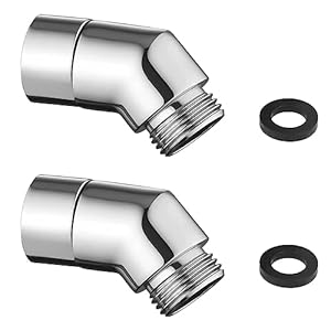 Handdouche-adapter voor handdouche, adapter voor douchekop, aansluiting voor douchekop voor handdouche, hoekconnector voor douche-arm voor douches en douches, 2 stuks, zilver