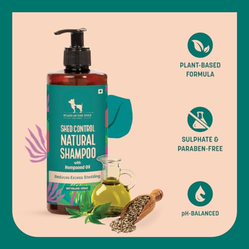 Image of HUFT Shed Control Natural Dog Shampoo (Over 12 Weeks) - Hempseed Oil - 200ml | Reduces Shedding & Promotes Healthy Coat | Best for Labrador, Golden Retriever & German Shepherd | for All Breeds