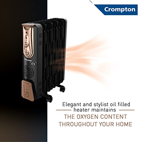 Crompton insta Ferveor 11F 2500 Watts Oil Field Heater 400 Watts PTC Element with Fan, Black Gold, Standard (ACGRH-INSTAFERVE11) - Image 4 of 7