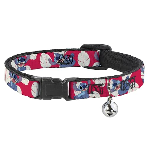 Buckle-Down Cat Collar Breakaway Lilo Stitch 4 Poses Lilo Dress Leaves Red Ivory 8 to 12 Inches 0.5 Inch Wide