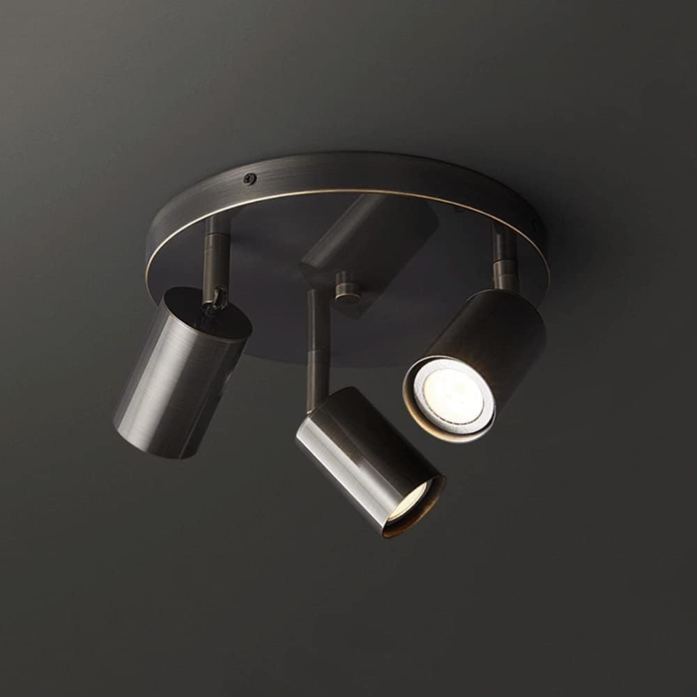 Genérico Accesorio de iluminación de PI-STA giratorio moderno de tres cabezas, luz de techo de cobre completo, foco de techo de montaje empotrado