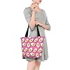 TZTTZT Bright Fried Egg Pink Print Tote Bag for Women, Large Tote Bag with Zipper, Cute Shoulder Bags for Work Travel #5