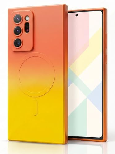 Image of amazon basics Gradient Mag-Safe Case for Samsung Galaxy Note 20 Ultra | Soft Silicone Shockproof Cover with Camera Protection | Slim Lightweight Design | Smooth Touch & Durable - Orange & Yellow