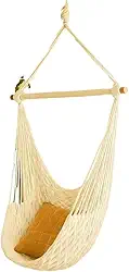 Cadeira Balanço Suspensa Algodão Reforçado Suporta 120Kg Para Casas De Praia E Chalés Balanço Suspenso Ocupa Pouco Espaço E Combinam Com Ambiente(Cru (TC))