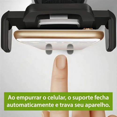 Suporte Veicular Universal para Celular GPS Trava Automática Giratório 360° Ventosa que Fixa Painel