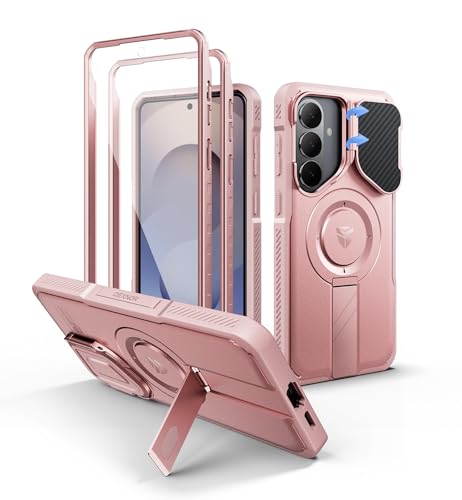 Image of Dexnor for Samsung Galaxy S26 Plus Case with Camera Cover & Adjustable Kickstand & Screen Protector, Compatible with MagSafe, Rugged Shockproof Bumper Cases Magnetic Protective Cover(2026),Peony Pink