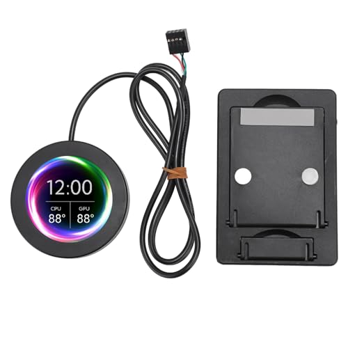 Image of 2.1inch AIO Computer Temp Monitor, CPU Cooler LCD Display Screen Upgrade Kit, PC Sensor Panel CPU Temp Monitor for Water Cooling Systems, for aida64 (Black)