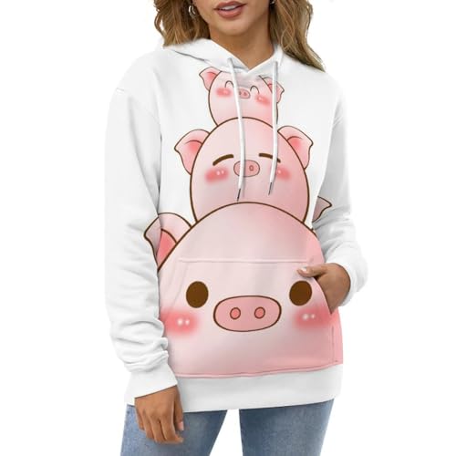 Sweat à capuche cochon unisexe UMENG pull rose taille S - 5