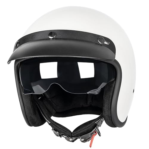 Yesmotor 3/4 Open Face Retro Motorcycle Helmet Vintage Helmet for Motorbike Casco, Moped, Cruiser...