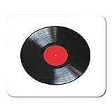 ❤Paketmenge: 1 x Mauspad Mouse Pads Red Object Vinyl Record White Music Old Plate Album Player Mouse pad 25 X 30 CM