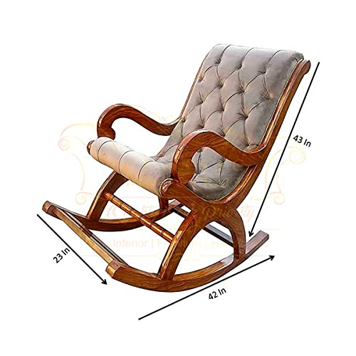 Image of Classic Wood and Craft Wooden Rocking Chair with Sheesham Wood, Rolling and Easy Seating (Model-OWB-23)