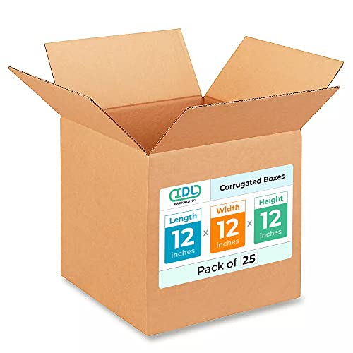 Medium Shipping &amp; Moving Boxes 12"L x 12"W x 12"H (25-Pack) - Extra Strength 200 lb vs Regular - Corrugated Cardboard Boxes for USPS/UPS/FEDEX - Box for Shipping - Box to Pack by IDL Packaging
