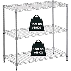 Estanteria 1 Metro Alto Actask Estante de Almacenamiento de 3 Niveles Resistente con Ruedas Estante de Metal Ajustable en Altura para lavandería baño Cocina Garaje Capacidad de 450 Libras Certificado NSF,76x76x35 cm Cromado