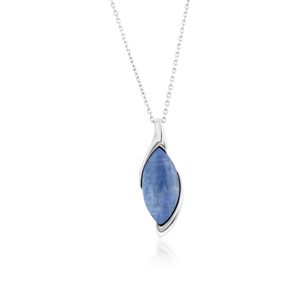 Beaux BijouxNatural Kyanite Gemstone Pendant Necklaces for Women in Sterling Silver and 14k Gold - Statement Necklace - Fine Jewelry for Her