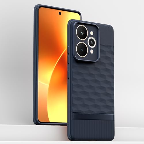 Image of Pikkme Back Cover for Realme 15 5G Camera Protection 3D Hexa Cube Design Silicone Protective Bumper Case (Blue)