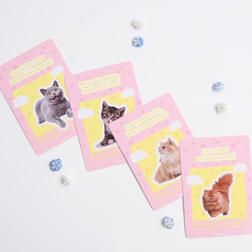 Image of 52 Cat-Themed Affirmation Cards Against Anxiety with Wooden Display Stand - Affirmation Cards for Women - Positive Affirmations Cards for Anxiety Relief, Stress Relief, and Self-Care