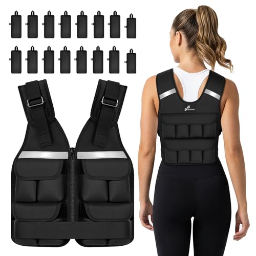 Image of Sportneer Adjustable Weighted Vest Weights: 2-18 lbs /2-42 lbs Washable Weight Vest for Walking 16 In 1 Fast Adjust Rucking Vest for Women and Men Home Gym Running Jogging Strength Training Vests
