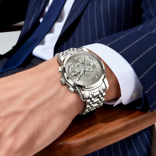 Image of OLEVS Watch for Men Original Chronograph Analog Quartz Waterproof Watch Luxury Premium Businesse Diamond Mens Dress Watches