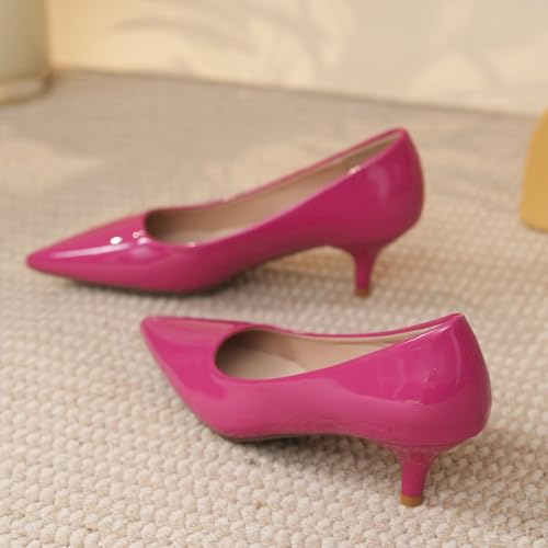 Image of Women's Low Kitten Heel Pumps Classic Fashion Dress Pumps Simple Heeled Shoes for Office Work