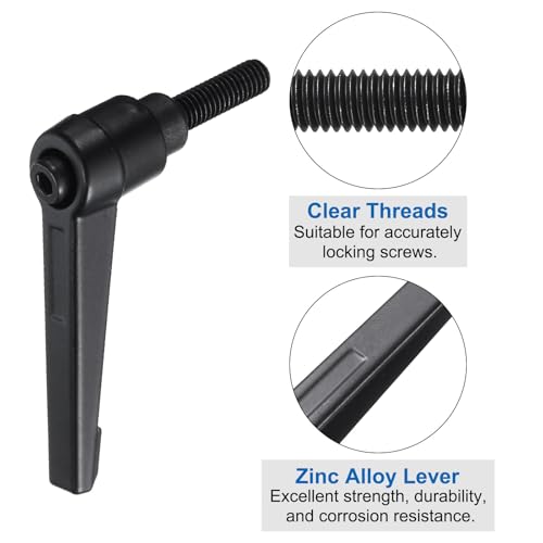 Image of uxcell 4pcs Lever Adjustable Handles M6 x 20mm Metric Male Thread with Nuts Washers, Level Clamping Handle Set Hand Stud Knobs Rotating Screw Handles Bolts with Locking Lever, Black