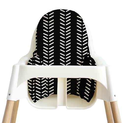 Image of Yeah Baby Goods Wipeable Cushion Cover (Dark Vertical Mudcloth) - Compatible with The IKEA Antilop Highchair - Soft, Waterproof Baby High Chair Cover