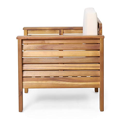 Christopher Knight Home Louver Club Chairs, Teak + Cream #TOP7