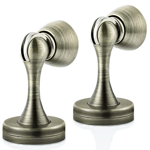 Lot de 2 butoirs de porte magnétiques en acier inoxydable avec loquet doux en bronze et acier inoxydable robuste moderne pour maintenir la porte ouverte (laiton antique) Cover