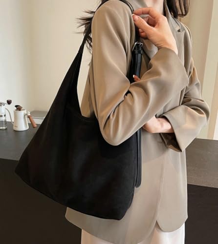 Trendy Suede Tote Bags Crescent Shoulder Bag for Women Satchels Crossbody Purse Suede Handbag Work College Bag Winter Bag3