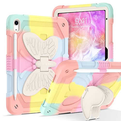 YINLAI for iPad 10th Generation /11th Generation (2022/2025) Case Two Layer Bumper Shockproof Butterfly stand Protective Full Body Kid Cover Case for iPad (A16) 11"/10.9" Gen