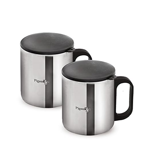 Pigeon -Stainless Steel Double Coffee Mug, Set of 2, 180ml, Silver