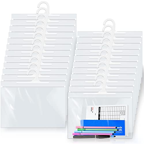 24 Pack Hanging Storage Bags, Large Hook 7.5 X 10.5-Inch Clear Plastic Bags For Classroom, Library, And Pharmacy Use #TOP2