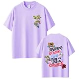 Camiseta Bad Bunny Hombre Camiseta Estampada Manga Corta Reggaeton Urbano Streetwear Moda Verano Diseño (Light-Purple,XS)