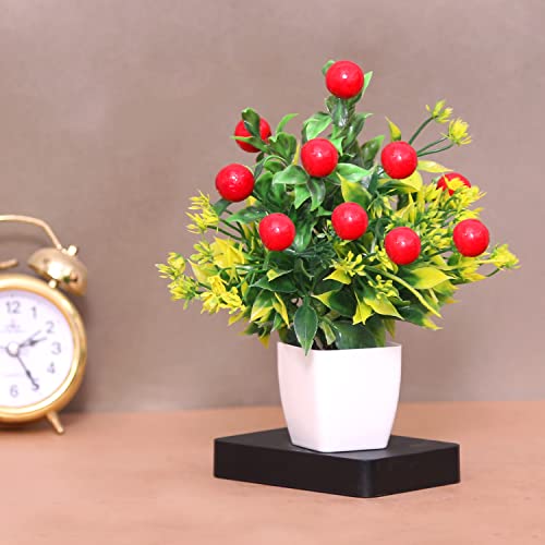 Image of Anuash Artificial Flower with Pot for Home Decor - 16 cm (Set of 4) | Faux Flower Plant, Table Top Decorative Potted Plant | Ideal for Living Room, Bedroom, Office Desk & Festive Decoration