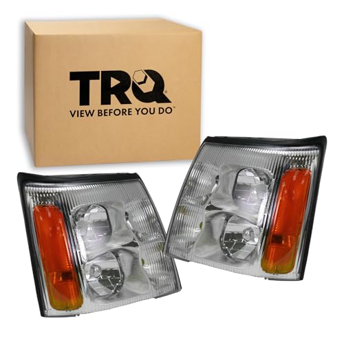 Image of TRQ Headlight Assembly Set GM2502236 GM2503236 Compatible with 2003-2006 Cadillac Escalade Escalade ESV, EXT