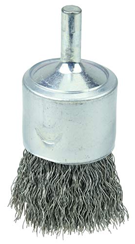 Image of Weiler 11007 1 inch Coated Cup Crimped Wire End Brush, .0104 inch Steel Fill, Made in the USA