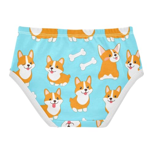 Cute Cartoon Corgi Dogs Blue Girl Panties Cute Toddler Girls Underwear Cotton Fun Print Briefs Underpants 2t2
