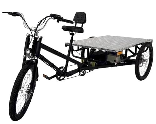 Black Electric Flatbed Cargo Trike Tricycle - EFC-100X Heavy-Duty Delivery