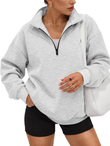 Trendy Queen Women's Oversized Sweatshirts Half Quarter Zip Fleece Sweaters