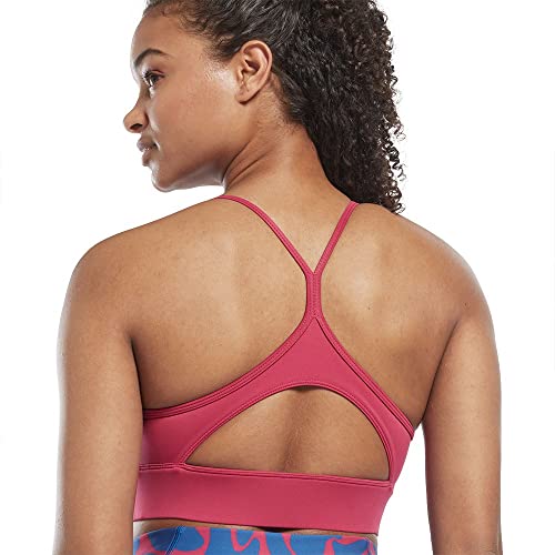 Image of Reebok Women's Satin 91% PES /9% El-Interlock-Hydrophilic Finish /Print-Digital Sublimation-Disperse Classic Workout Sports Bra