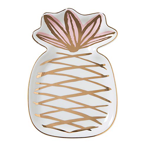 Creative Brands 10-04642-001 Slant Collections Shaped Trinket Tray, One Size, Rose Gold/White
