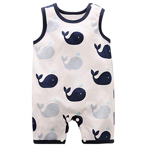 YFYBaby Baby Boys Girls Toddlers Sleeveless Blue Penguins Print Romper Jumpsuit Animal Outfit