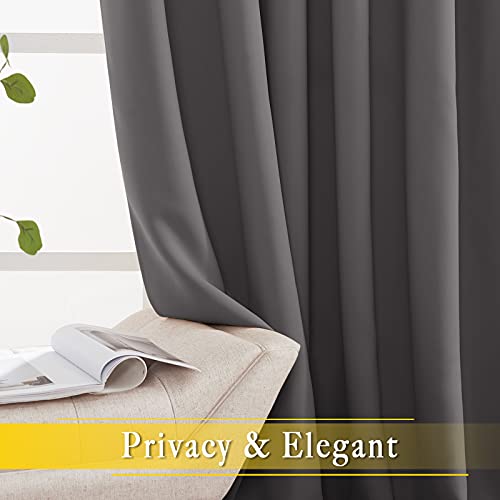 NICETOWN Sliding Glass Door Curtain Extra Long 132 inches Long, Grommet Thermal Insulated Blackout Patio Door Curtain Panel for Bedroom/Pergola, Gray, 1 Panel, W80 x L132
